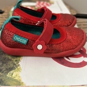 Chooze Red Sparkle Mary Janes - Girls 6 - EUC!